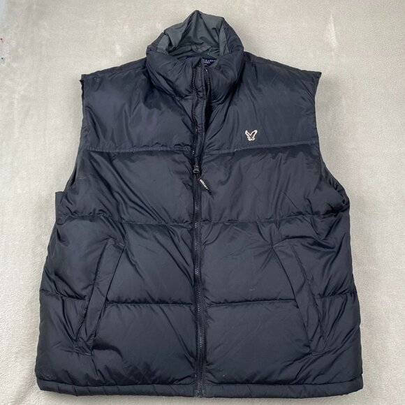 American Eagle Outfitters Mens Vest XL Quilted Full Zip Outdoors Winter Black - Picture 13 of 14